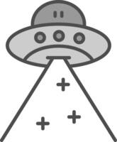 ufo linea pieno in scala di grigi icona design vettore