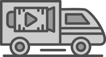 camion linea pieno in scala di grigi icona design vettore