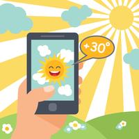 Meteo smart phone sun vettore