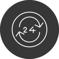 24 ora orologio linea rovesciato icona design vettore
