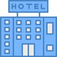 Hotel linea pieno blu icona vettore