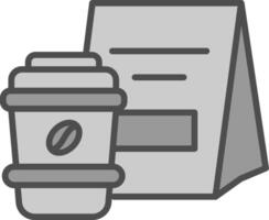 caffè linea pieno in scala di grigi icona design vettore