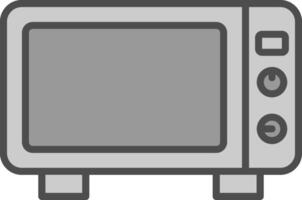 microonde linea pieno in scala di grigi icona design vettore