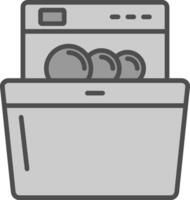 piatto lavaggio linea pieno in scala di grigi icona design vettore