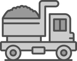 cumulo di rifiuti camion linea pieno in scala di grigi icona design vettore