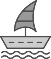 andare in barca barca linea pieno in scala di grigi icona design vettore