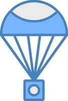 paracadute linea pieno blu icona vettore