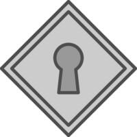 buco della serratura linea pieno in scala di grigi icona design vettore