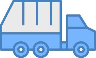 spazzatura camion linea pieno blu icona vettore