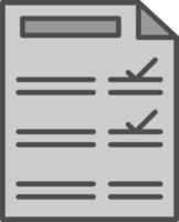 lista di controllo linea pieno in scala di grigi icona design vettore