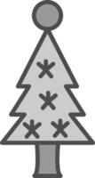 Natale albero linea pieno in scala di grigi icona design vettore