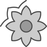 fiore linea pieno in scala di grigi icona design vettore
