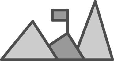 montagne linea pieno in scala di grigi icona design vettore
