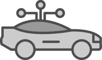 inteligente auto linea pieno in scala di grigi icona design vettore