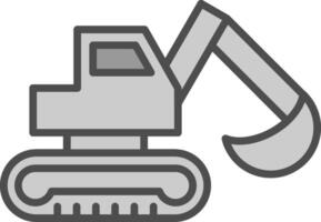 scavatrice linea pieno in scala di grigi icona design vettore