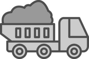 autocarro camion linea pieno in scala di grigi icona design vettore