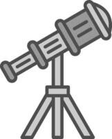 telescopio linea pieno in scala di grigi icona design vettore
