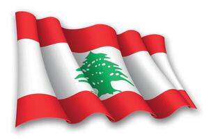 realistico agitando bandiera di Libano vettore