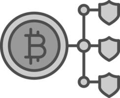 bitcoin blockchain linea pieno in scala di grigi icona design vettore