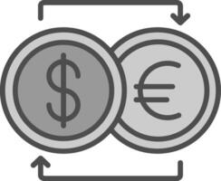 moneta scambio linea pieno in scala di grigi icona design vettore