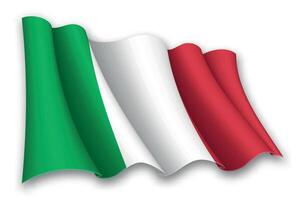 realistico agitando bandiera di Italia vettore