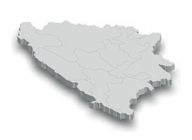 3d bosnia bianca carta geografica con regioni isolato vettore