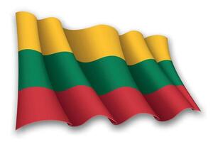 realistico agitando bandiera di Lituania vettore