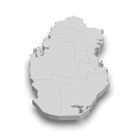 3d Qatar bianca carta geografica con regioni isolato vettore