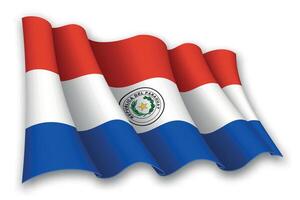 realistico agitando bandiera di paraguay vettore