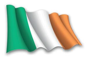 realistico agitando bandiera di Irlanda vettore