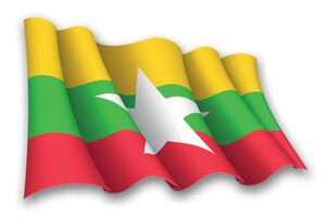 realistico agitando bandiera di Myanmar vettore