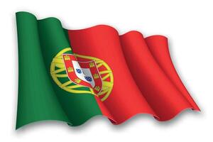realistico agitando bandiera di Portogallo vettore