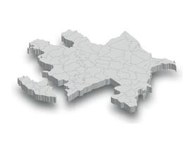 3d azerbaijan bianca carta geografica con regioni isolato vettore