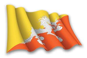 realistico agitando bandiera di bhutan vettore