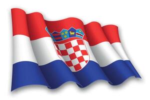 realistico agitando bandiera di Croazia vettore