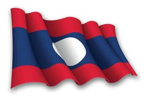 realistico agitando bandiera di Laos vettore