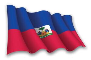 realistico agitando bandiera di Haiti vettore