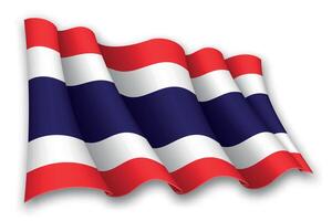 realistico agitando bandiera di Tailandia vettore