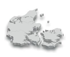 3d Danimarca bianca carta geografica con regioni isolato vettore