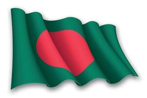 realistico agitando bandiera di bangladesh vettore
