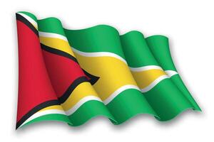 realistico agitando bandiera di Guyana vettore