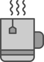 tè linea pieno in scala di grigi icona design vettore
