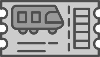 treno biglietto linea pieno in scala di grigi icona design vettore
