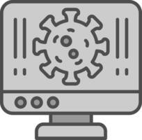 virus linea pieno in scala di grigi icona design vettore