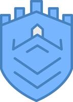 sicurezza castello Tech linea pieno blu icona vettore
