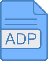 adp file formato linea pieno blu icona vettore