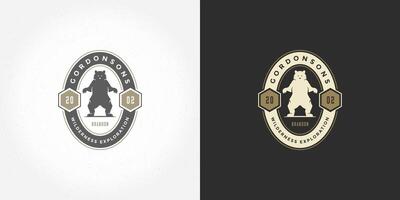 orso logo emblema illustrazione silhouette per camicia o Stampa francobollo vettore