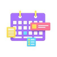 calendario quotidiano progettista tempo gestione produttività efficiente organizzazione 3d icona realistico vettore