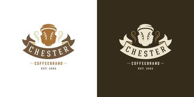 caffè per partire negozio logo modello illustrazione con tazza silhouette bene per bar distintivo design e menù decorazione vettore
