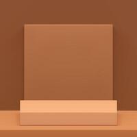 beige geometrico 3d podio piedistallo con squadrato parete sfondo realistico illustrazione vettore